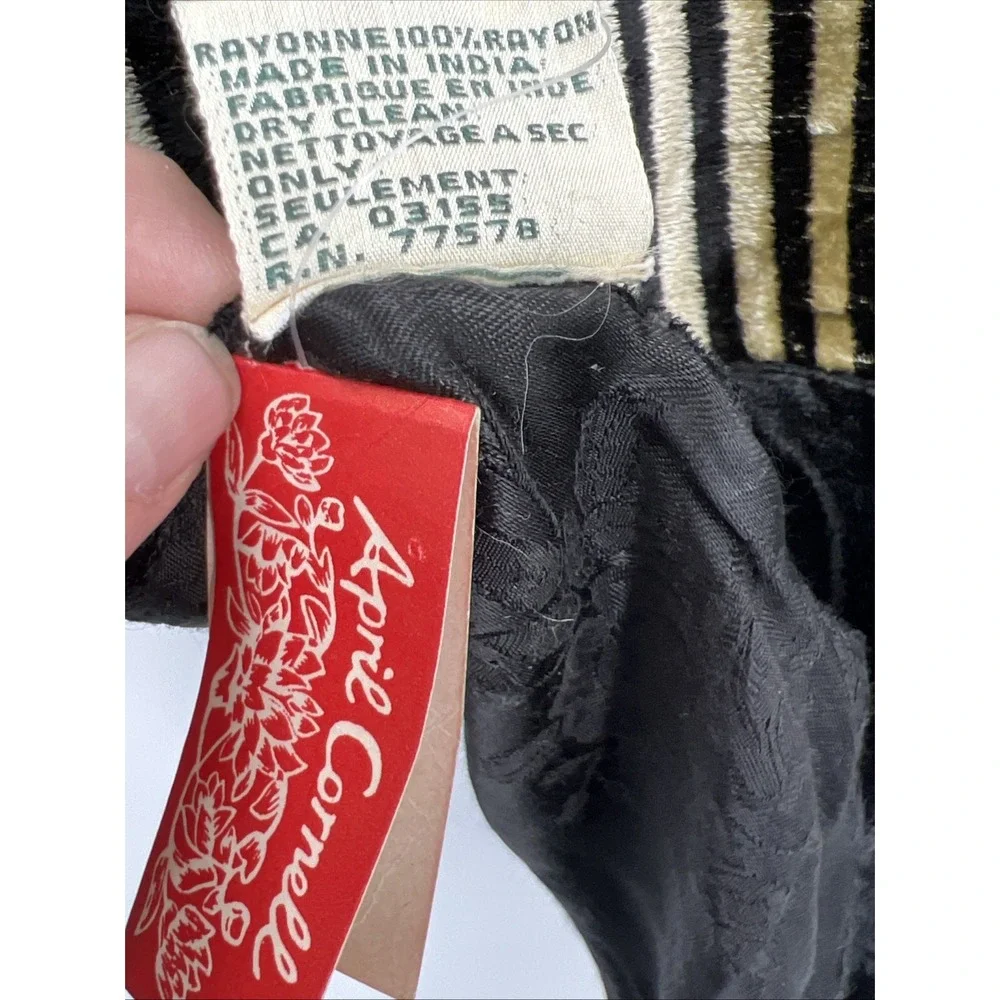Vintage April Cornell Scarf Striped Velvet Lined Floral Boho Romantic‎